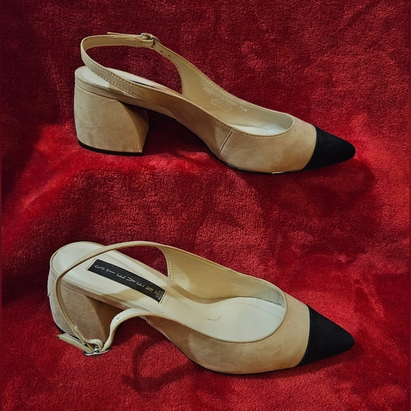 Steven by Steve Madden Women Tan & Black Slingback Heels w/ Pointy Toe Size 7.5M - Picture 3 of 8